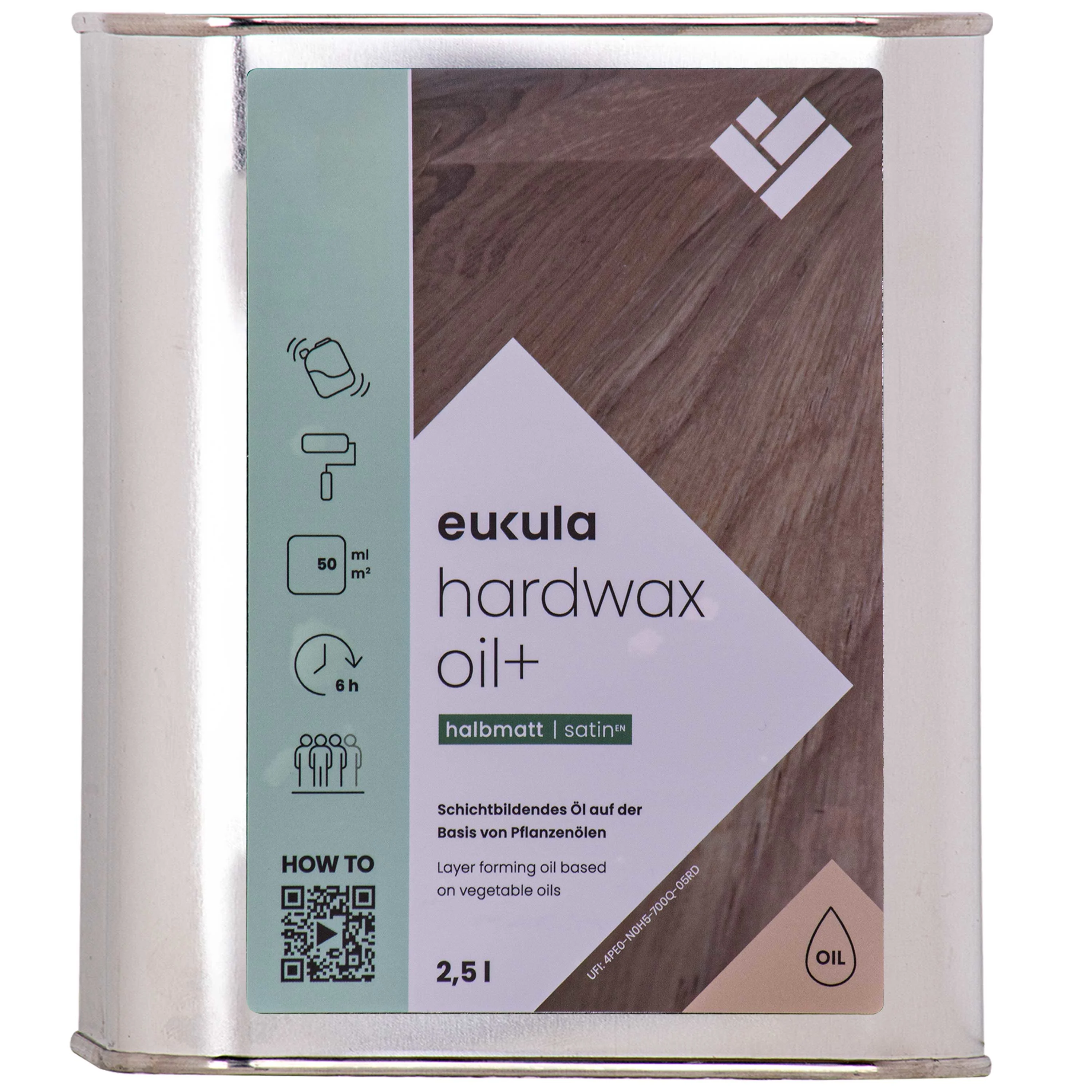 Ola crua-céarach préimhe, Ola crua-céarach mata síoda, Ola adhmad 2.5 lítear, Críochnú adhmaid mata síoda, 2,5 Lítear