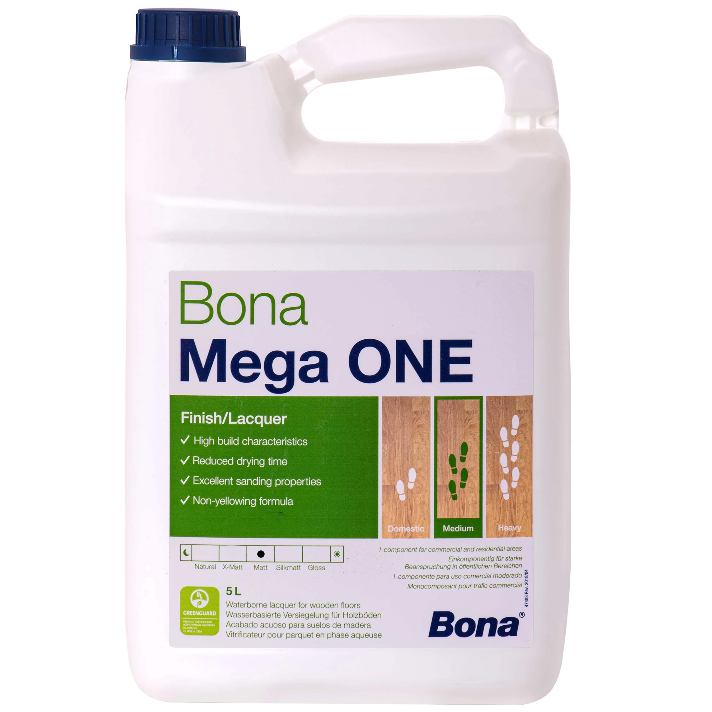 Bona Mega One 5 Liter, Vearnais Matt, Séala adhmaid, Adhmad a chosaint