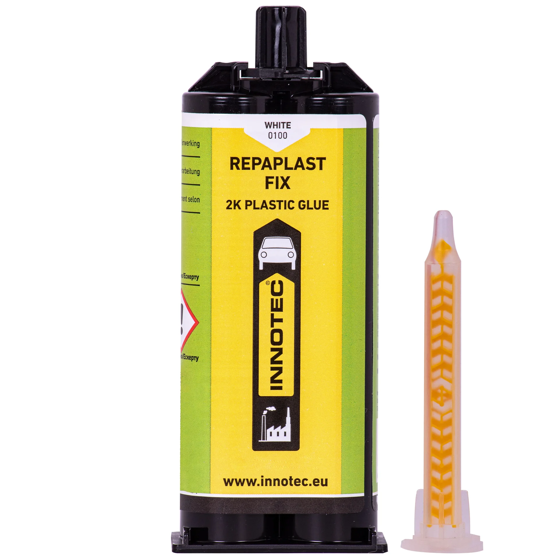 Deisiúchán plaisteach, ábhar deisiúcháin, cartús dúbailte, bán, 50ml