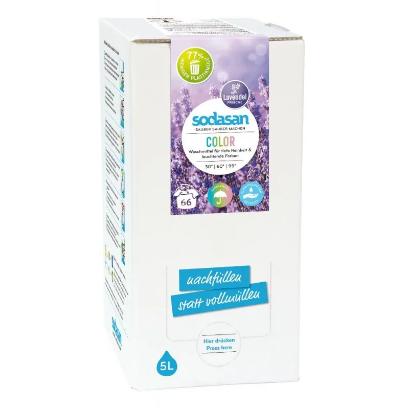 Glanadh dathanna leachtach 5 L, Glanadh leachtach lavender, Níochán dathanna