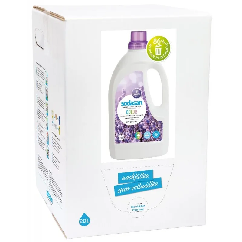 Glantach níocháin dathanna, níochán dathanna leachtach, glantóir níocháin nádúrtha, 20 Liter Bag in Box