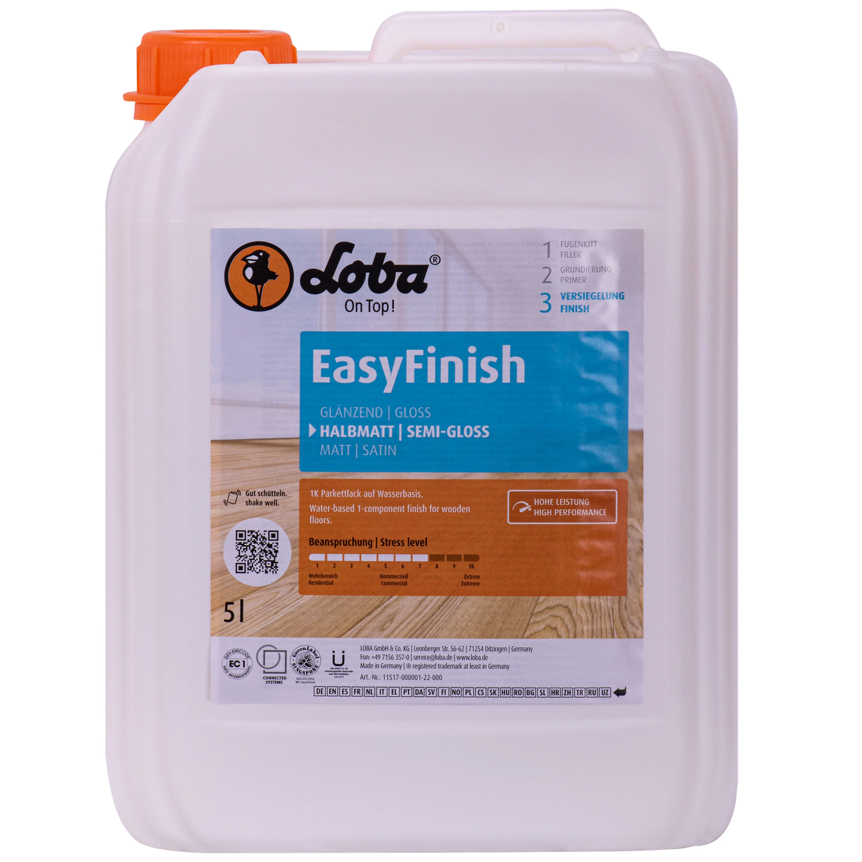 Loba EasyFinish 5 Lítear, Vearnais adhmaid Neamhlonrach, Críochnú adhmaid Neamhlonrach