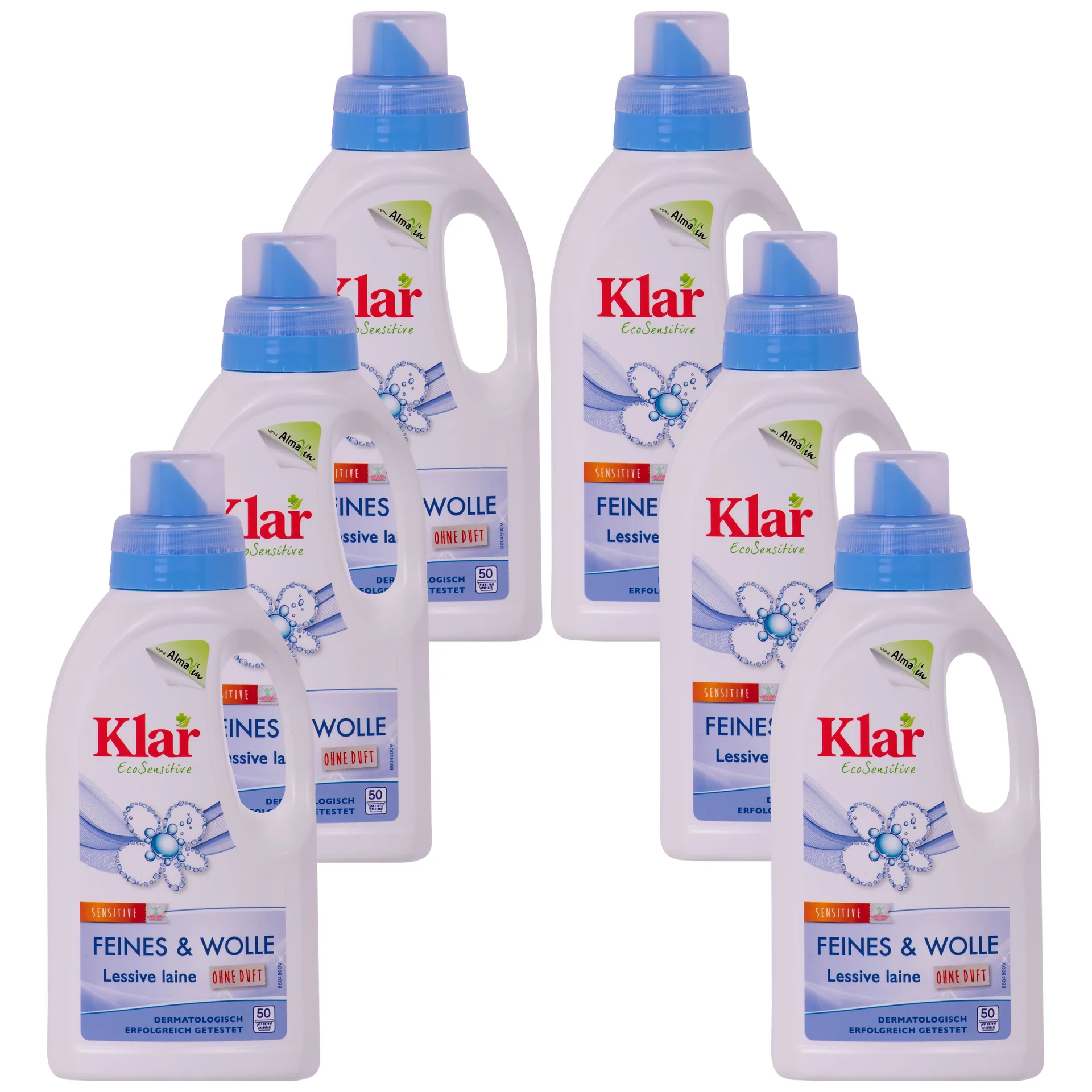 Glanadh olann, 6 x 500 ml Leacht Níocháin gan cumhrán, Feines & Wolle