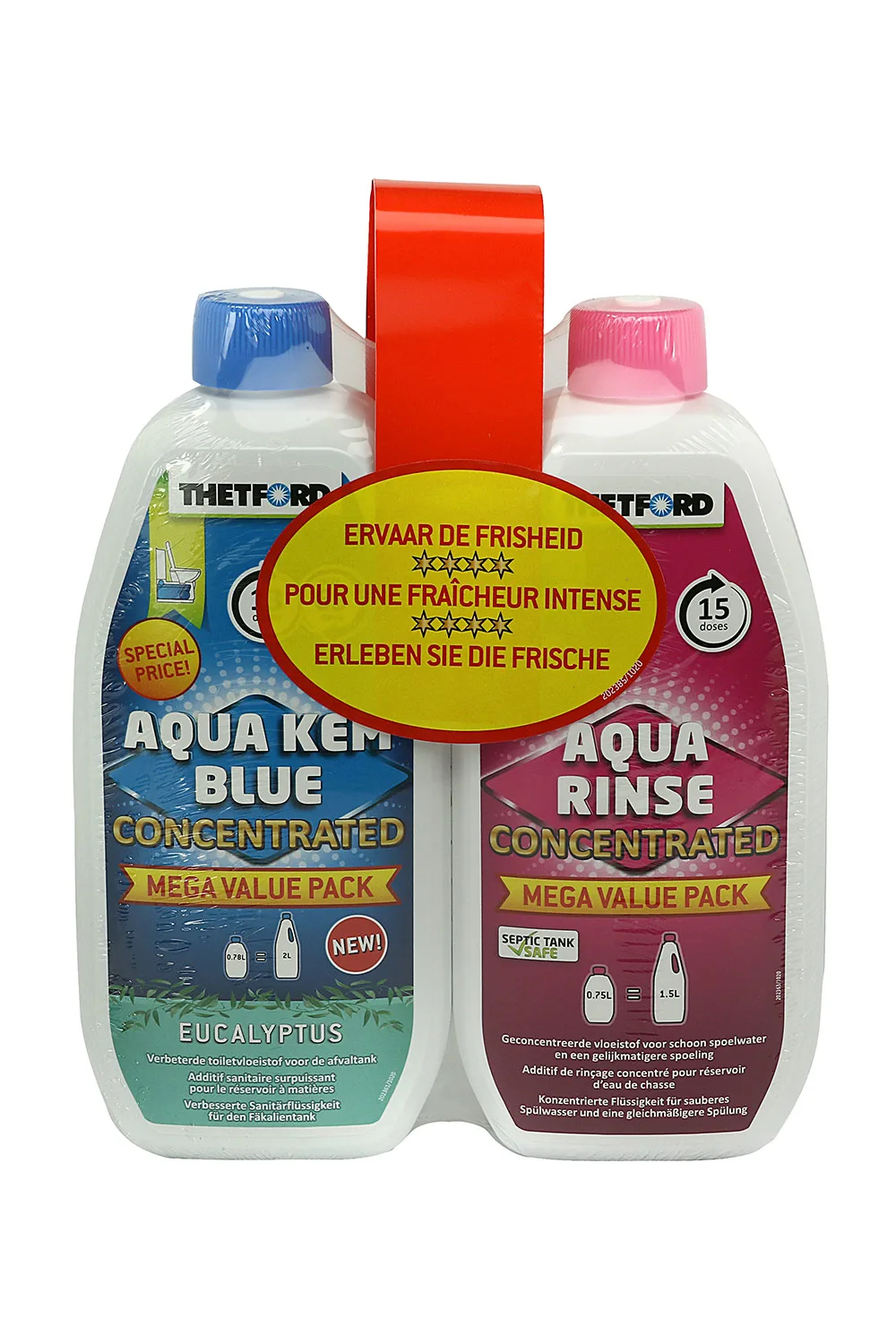 Ceimiceáin leithris, Leacht leithris iniompartha, Duopack Aqua Kem Blue Eucalyptus 0,78 Liter & Aqua Rinse 0,75 Liter