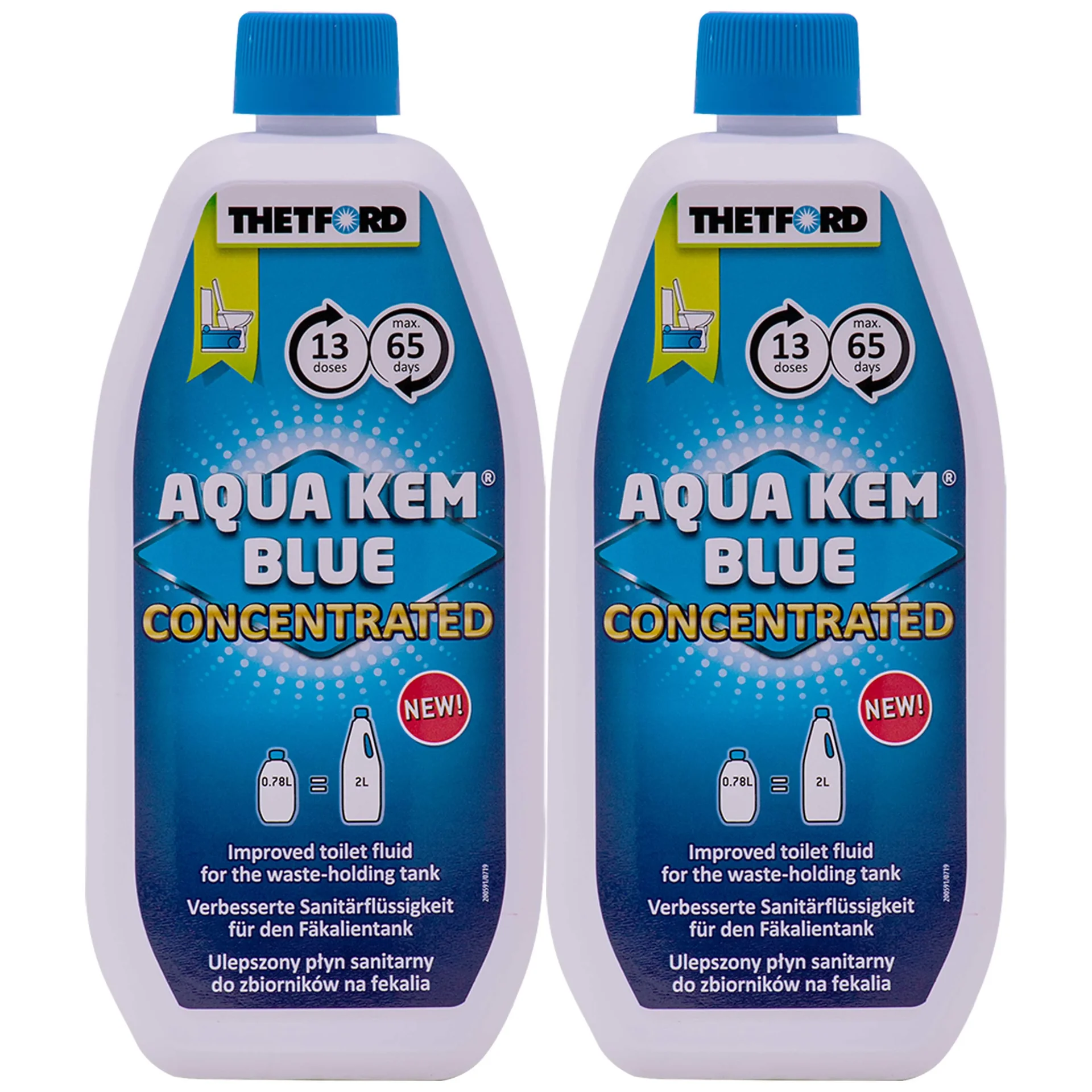 Leacht leithris, Aqua Kem Blue 2 x 0,78 Liter, Ceimiceáin leithris iniompartha