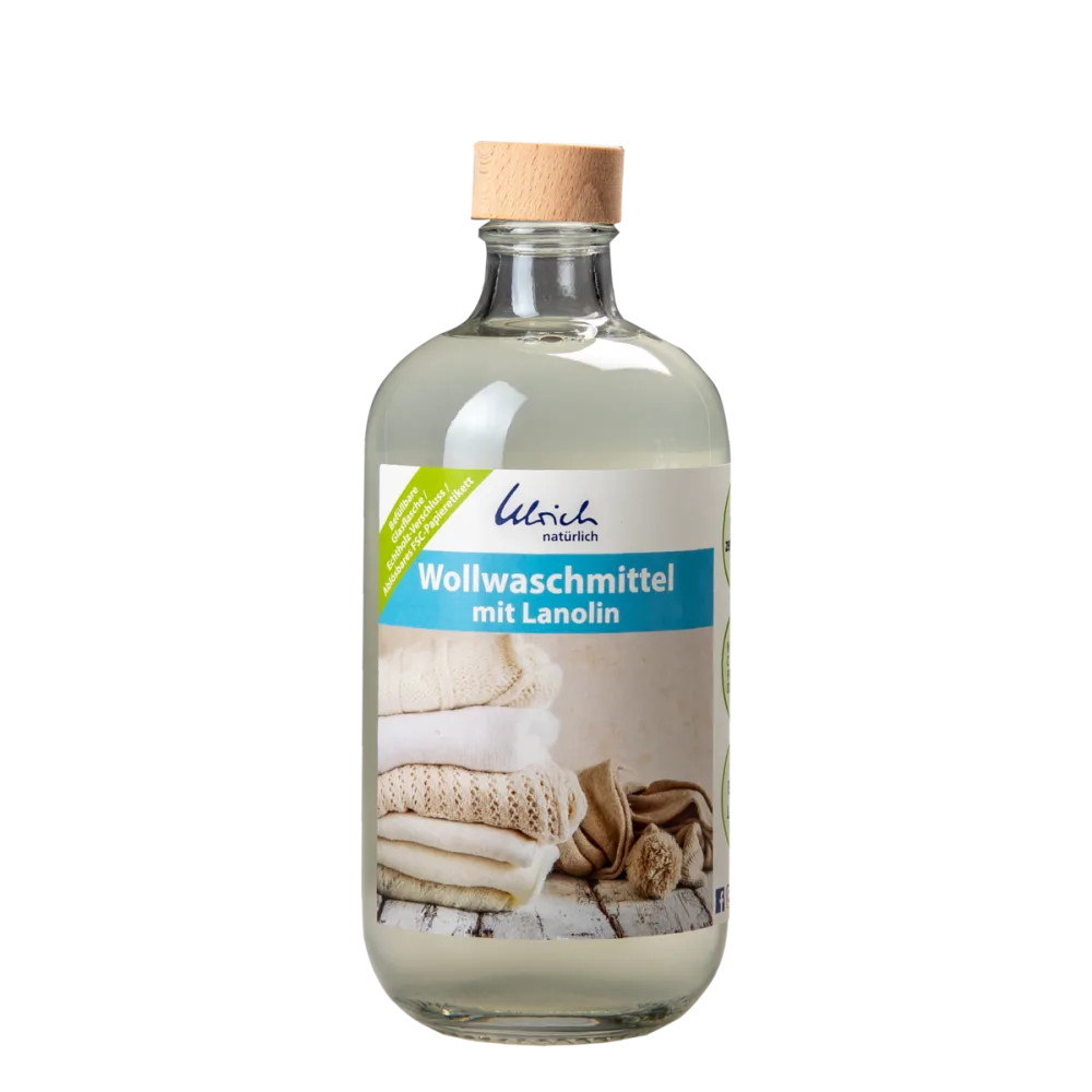 Glanadh olann le Lanolin, 500 ml, Buidéal gloine, Adhmad