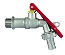 Ball valve, lockable, red handle without lock, 3/4", nickel-plated