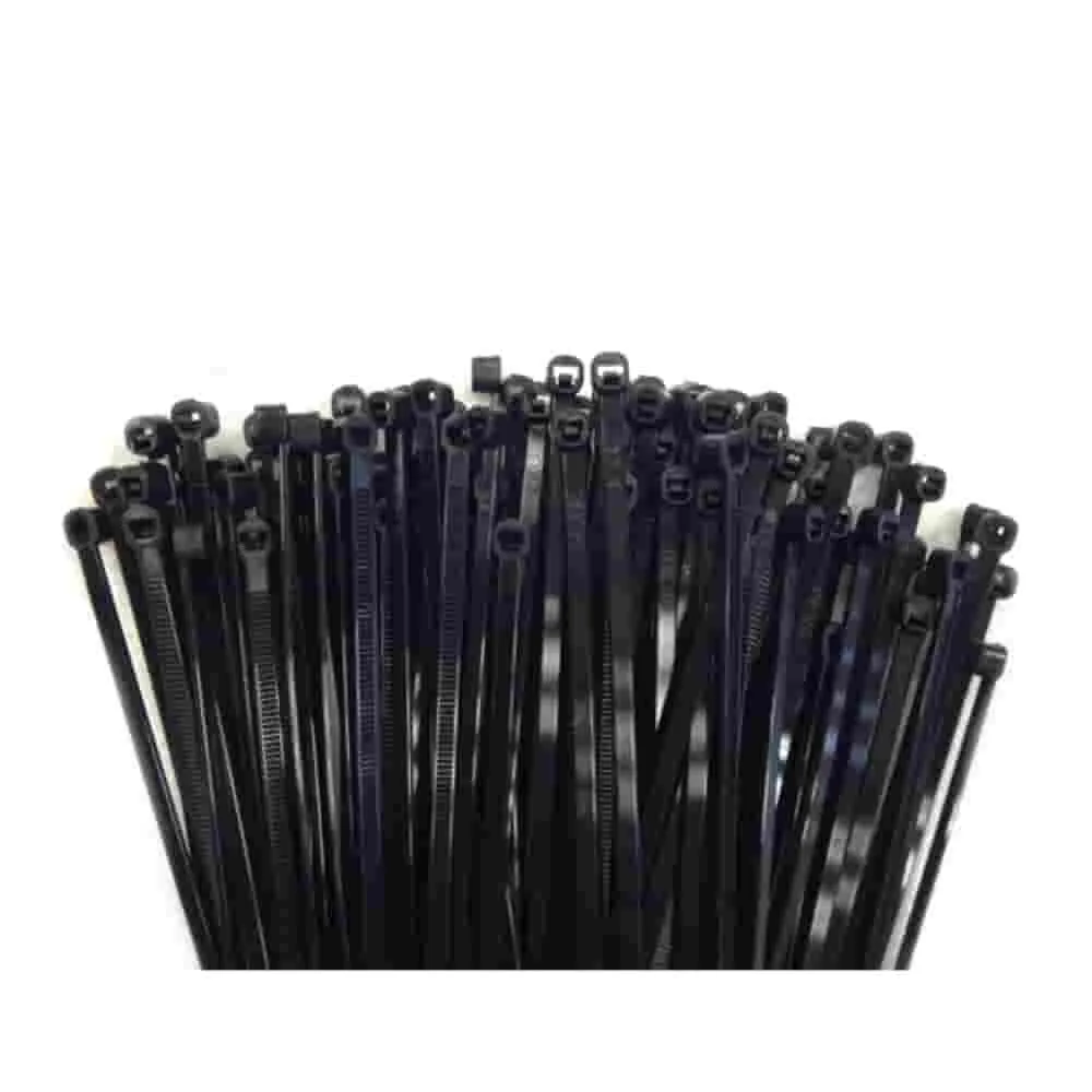 "Ceangail Cábla Dubha, 100 ceangail cábla, 200x2.5mm, Frithsheasmhach in aghaidh UV, Polaimíd PA6.6 image"