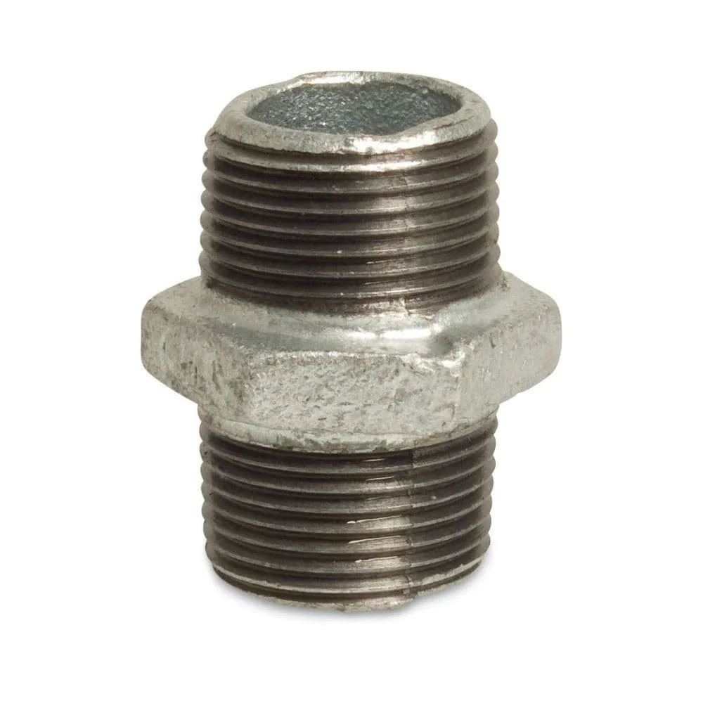 "Feistiú Snáithe Iarann Teilgthe, Nipple Dúbailte 1/2 Orlach, Galvanized image"