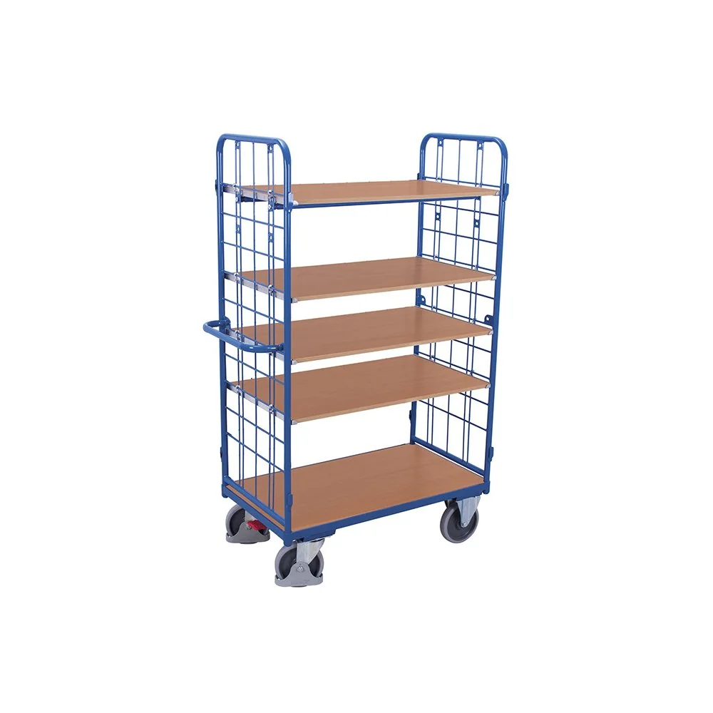 "Tralaí Pacáiste Ard le Ballaí Mogalra agus 5 Sheilf, 500 kg Traglast le EasySTOP image"