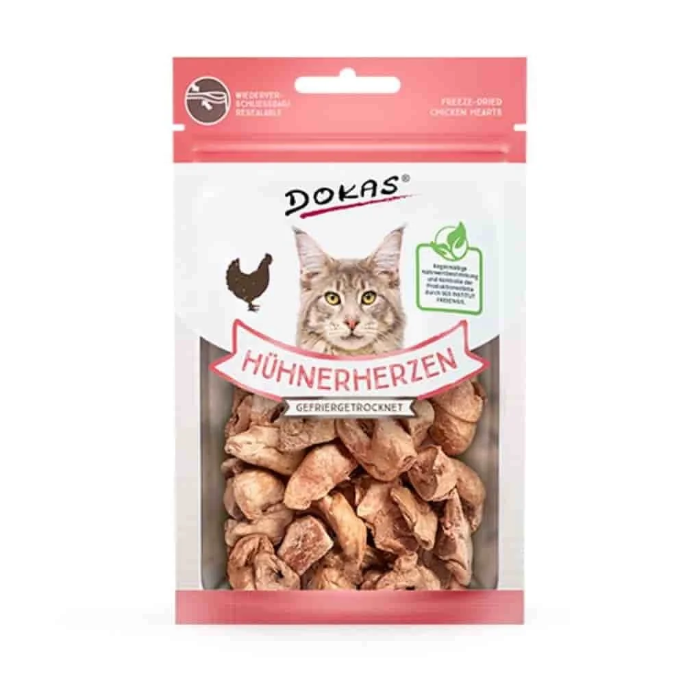 "Gefriergetrocknete Hühnerherzen für Katzen, 15g - Natürlicher Katzensnack image"