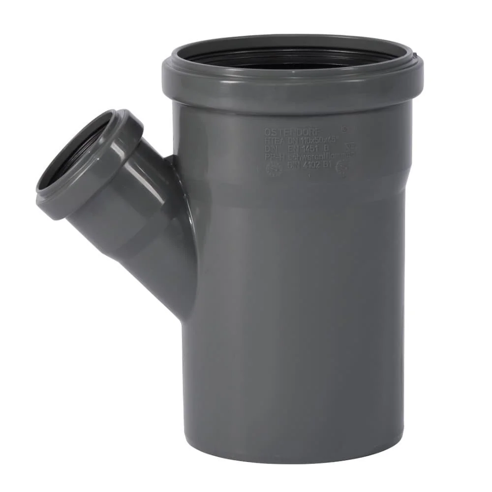 "Feisteas Píopaí HT DN110/50, 45 Céim, Do Dhraenáil Tí image"