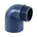 PVC uillinn 50mm, 90 céim, Muffe x AG, PN10