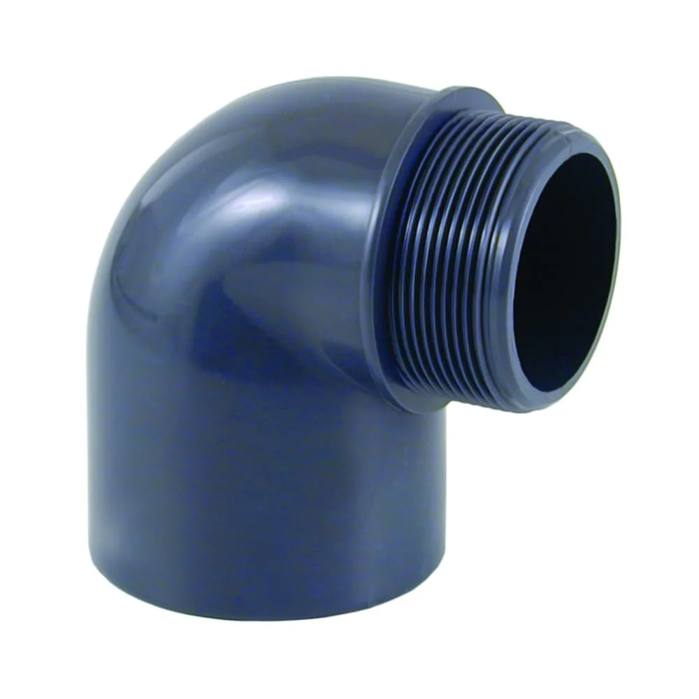 "PVC uillinn 50mm, 90 céim, Muffe x AG, PN10 image"