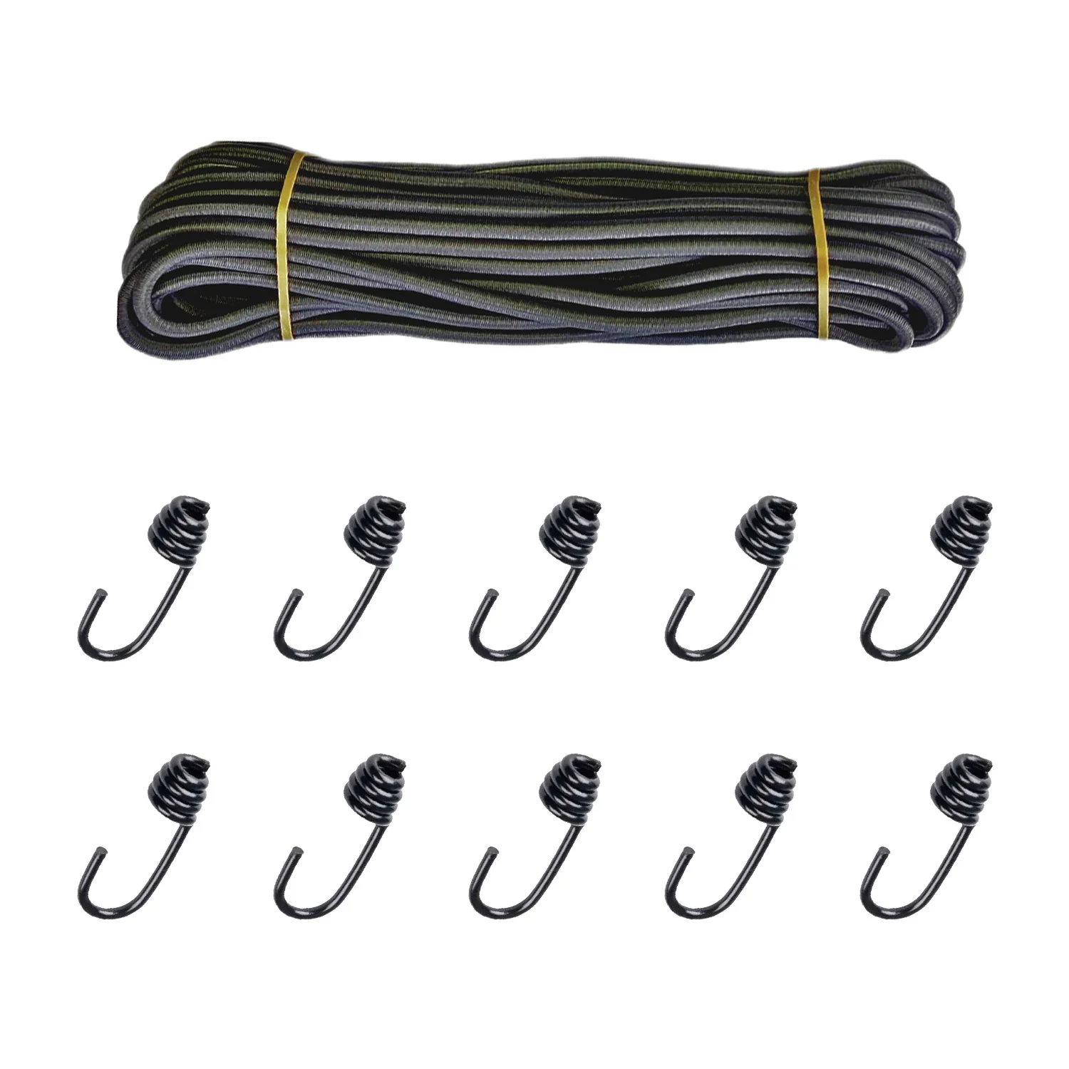 "Cábla Leaisteach 8mm Dubh 20m le Crúcaí Bíseacha image"