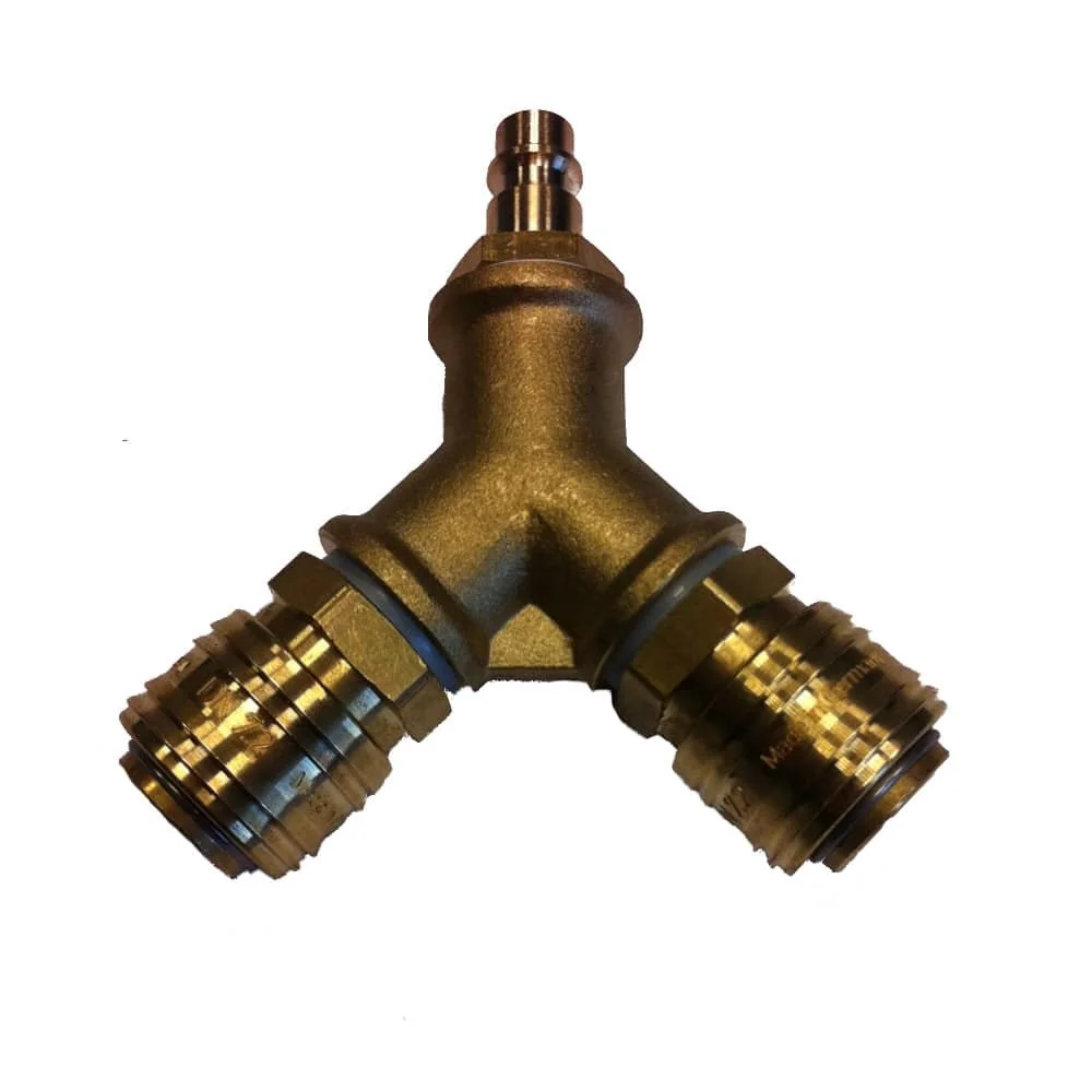 "Dáileoir Aeir Comhbhrúite Práis 2 Bhealach le Cúpláin 3/8\" image"