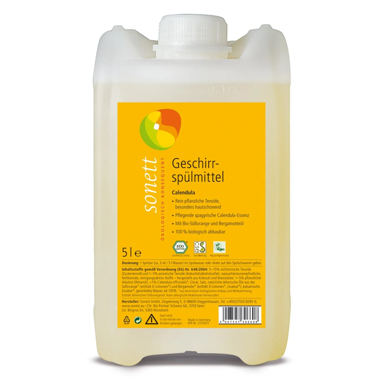 Glanadh mias, Calendula, 5 L, Leacht níocháin mias nádúrtha