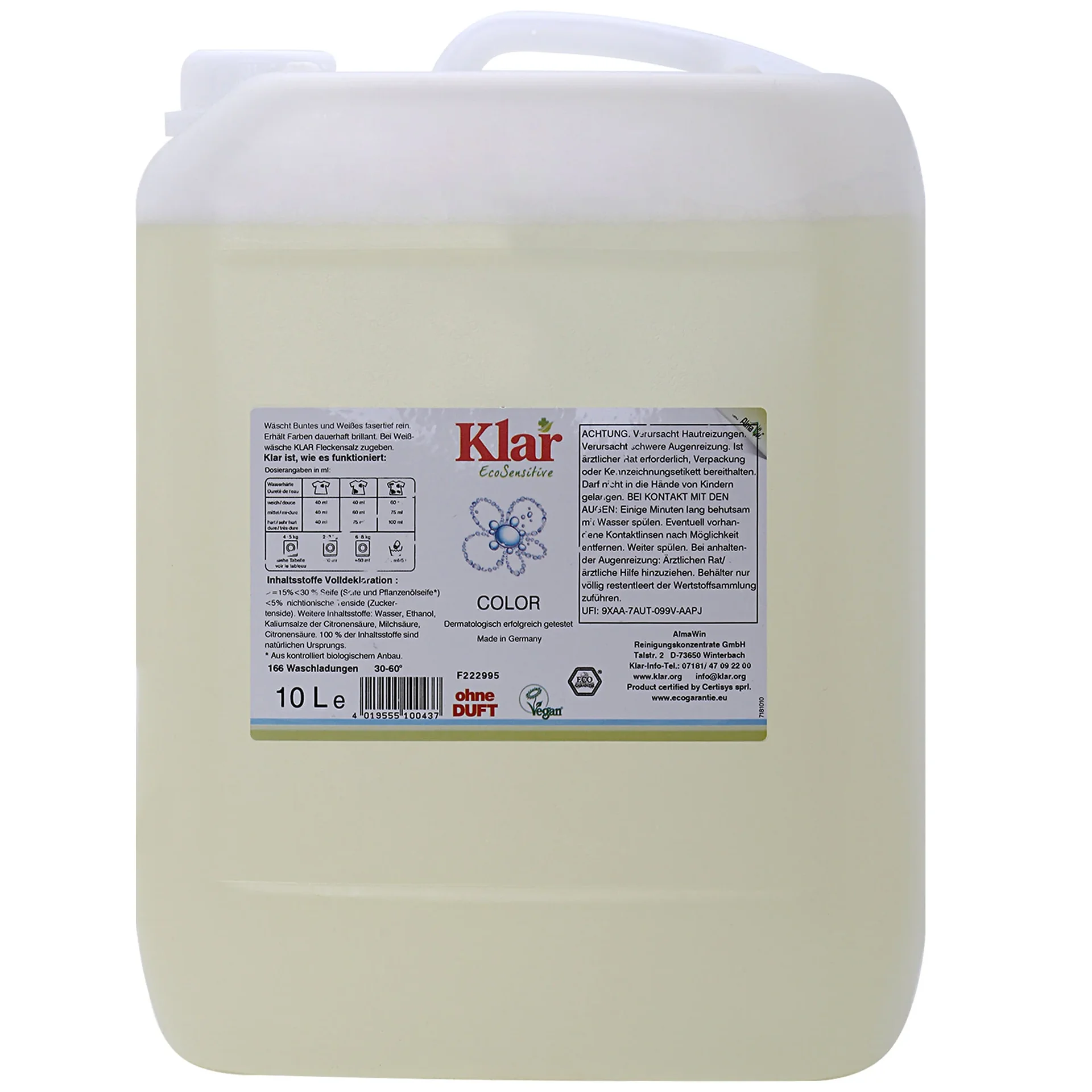 "Glantach dathanna 10 L, Glantach leachtach, Glantach gan cumhrán, Níochán dathanna image"