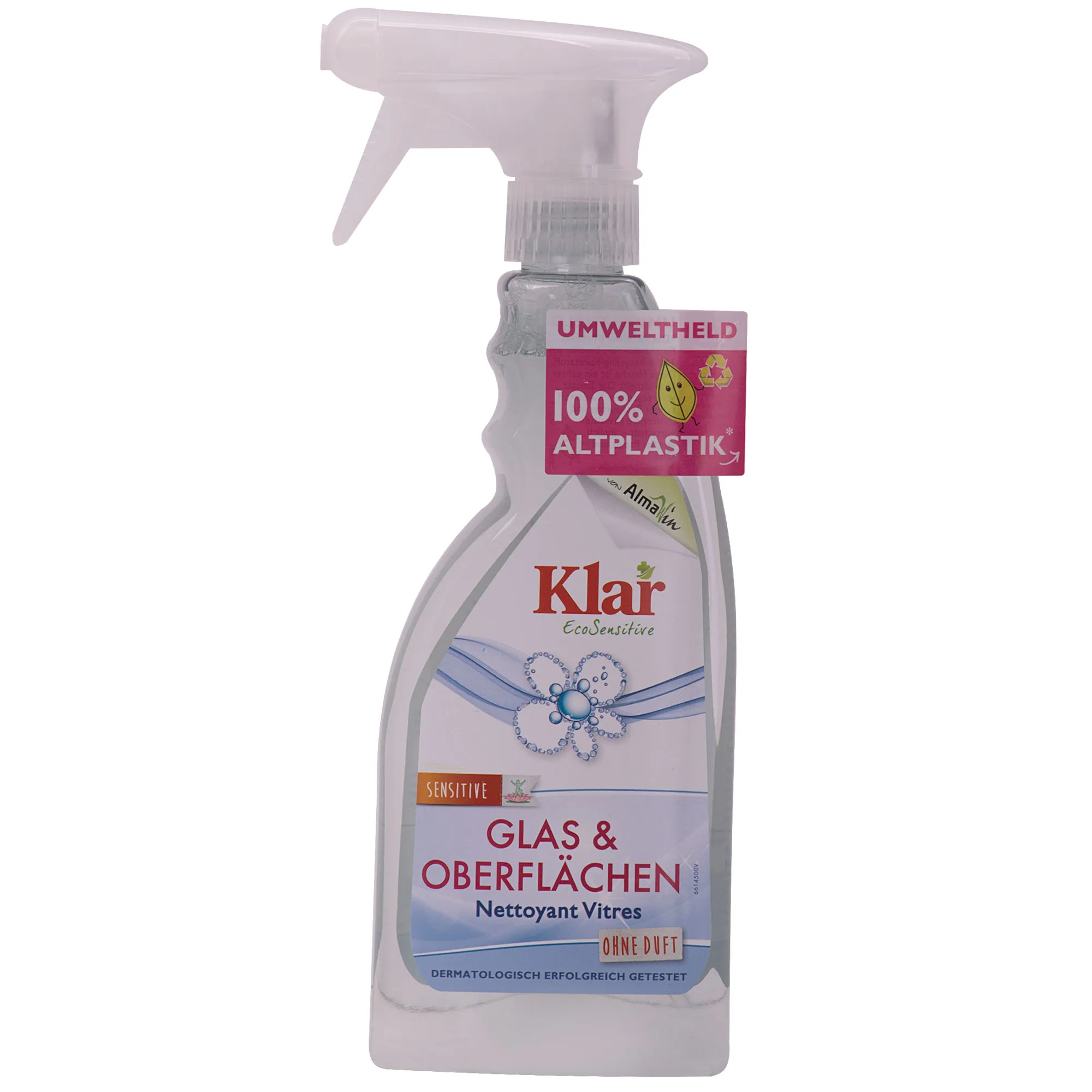 Glanadh gloine, Glanadh dromchlaí, 500ml, gan bholadh, le spraeire cúr