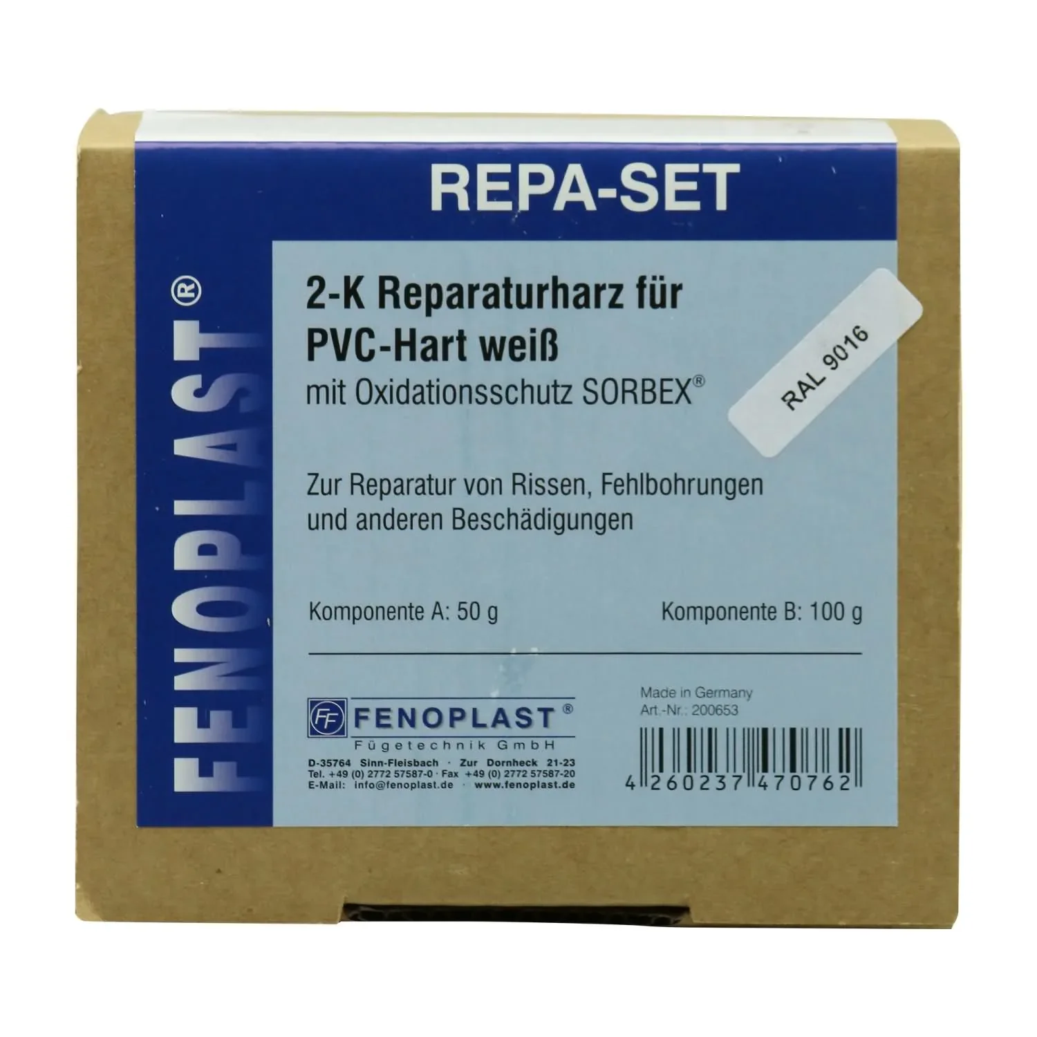 "Feiste deisithe fuinneog plaisteach, trealamh deisiúcháin fuinneoige, roisín deisiúcháin 2K, RAL 9016, trealamh deisiúcháin bán image"