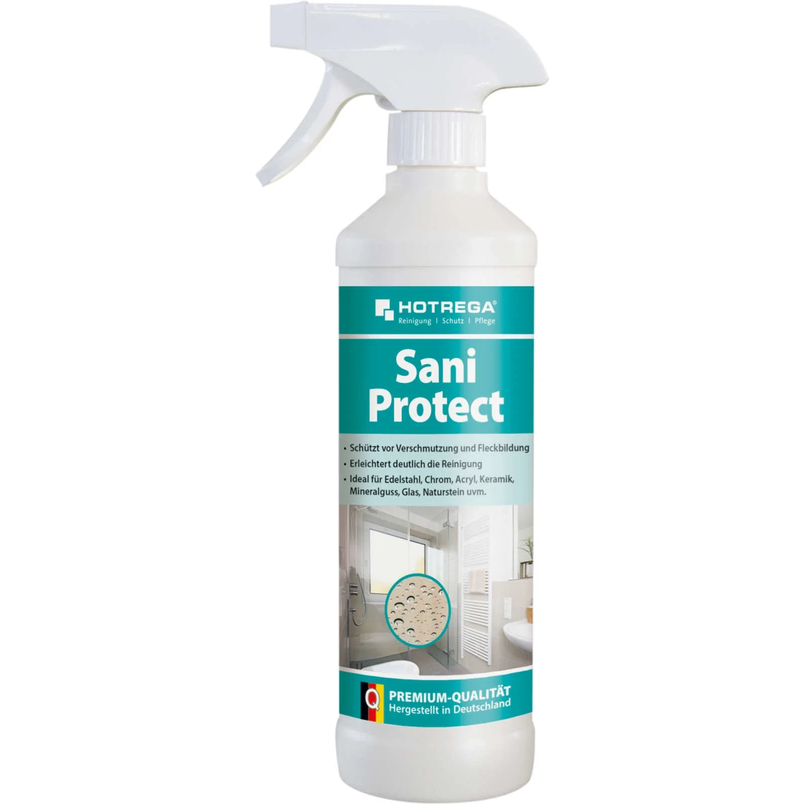 "Glanadh seomra folctha, Glantach Sani Protect 500ml, Glanadh tíl, Cosc ar múnla image"