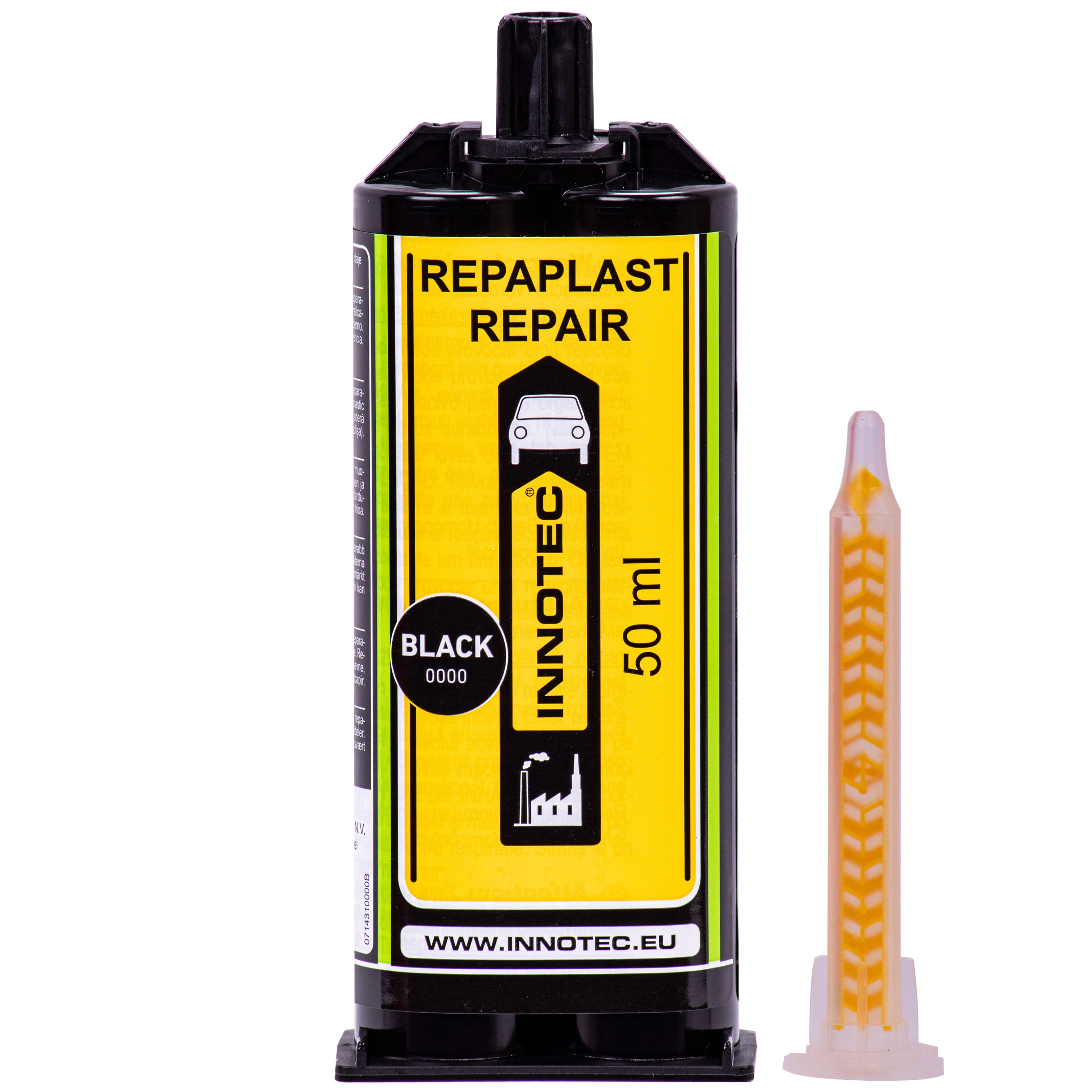 Deisiúchán plaisteach, Gliú plaisteach dubh, 50ml, cartús dúbailte, ábhar deisiúcháin