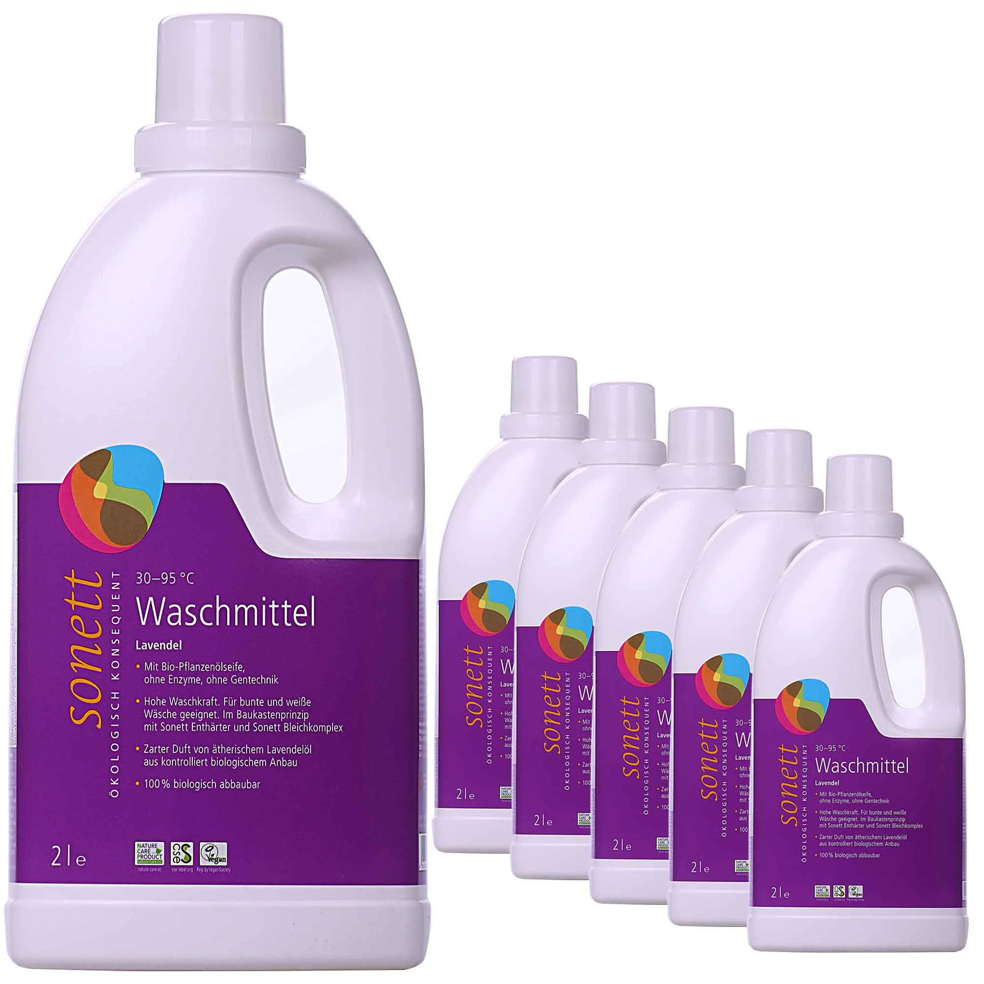 Glanadh níocháin leachtach lavender, 6 x 2 L, Níochán leachtach, Glanadh níocháin, lavender