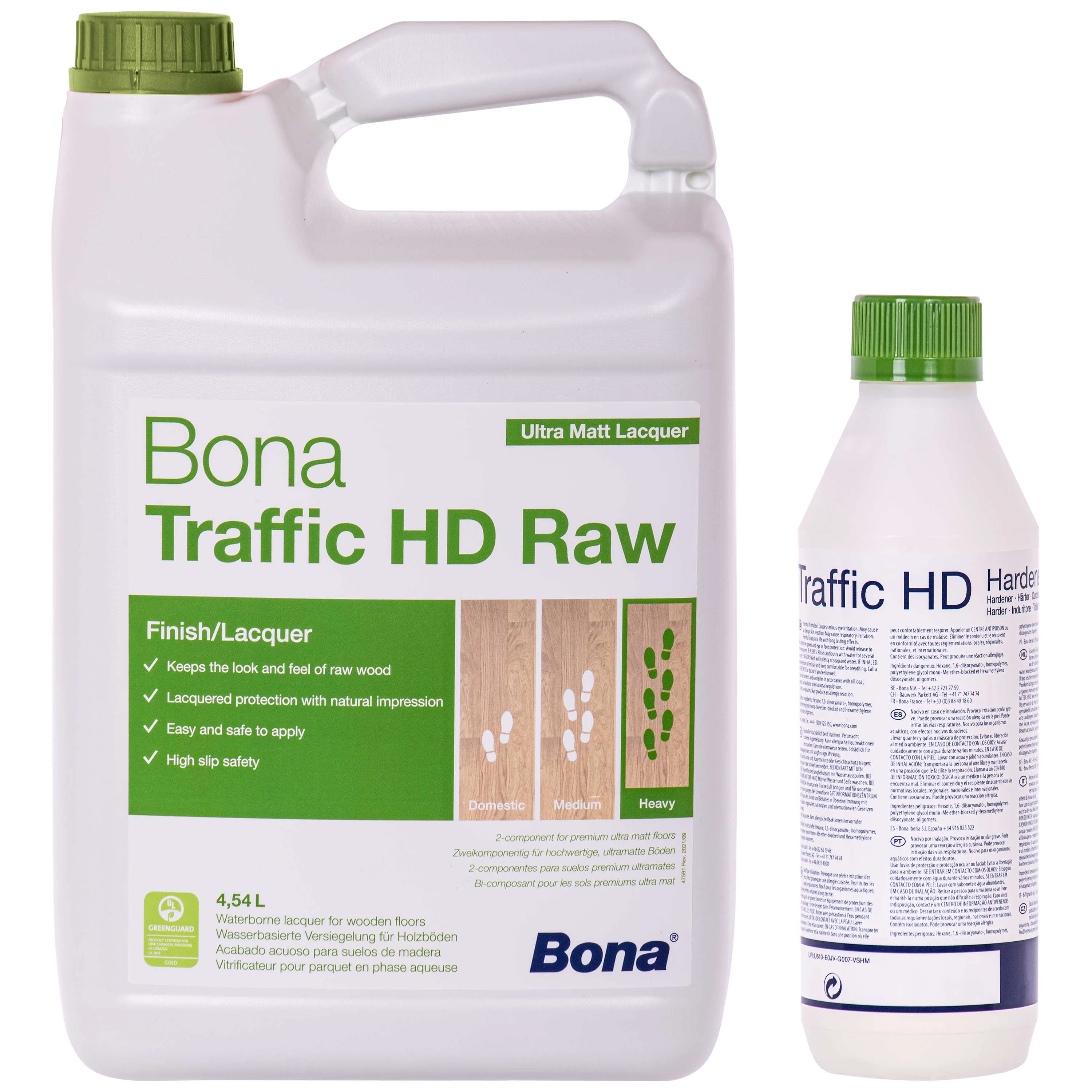 Bona Traffic HD Raw 5 Lítear, Natural, 4,54 L + 0,41 L HD Härter, Veinis adhmaid