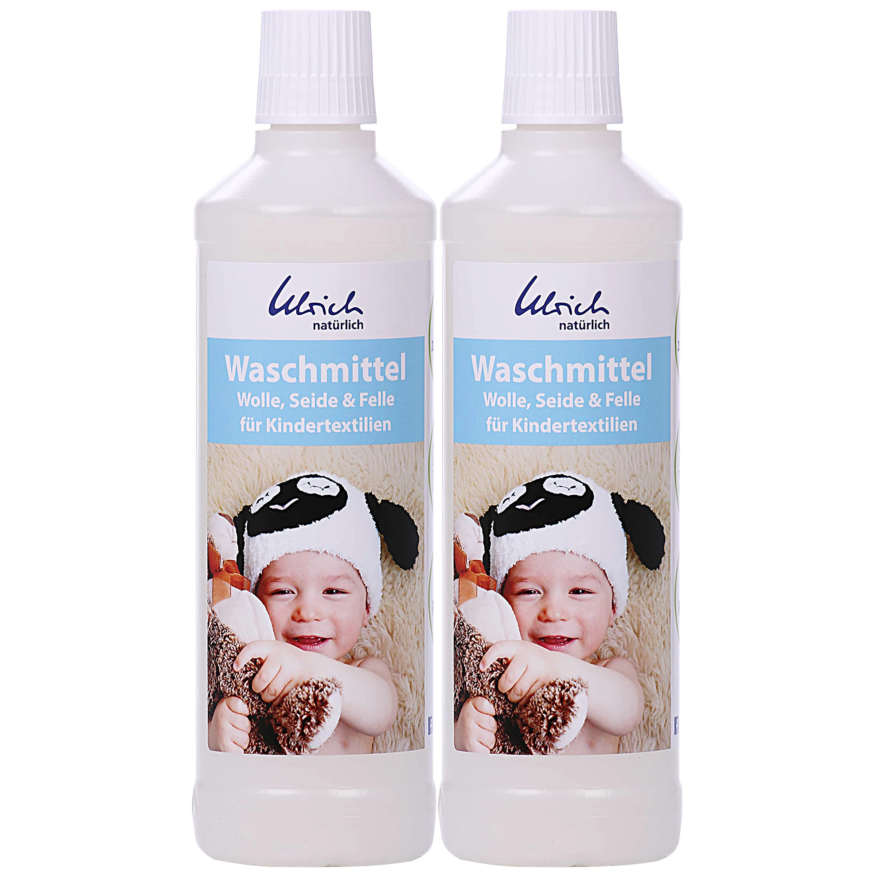 Glantach níocháin éadaí leanaí, 2 x 500 ml, leachtach, níochán olann, síoda, fionnaidh