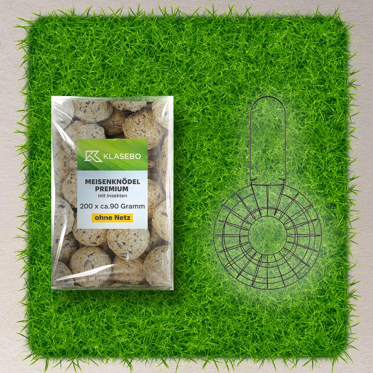 "Sraith Bia Éan Liathróidí Tíog - Crochta Miotail-Fothaire Bia Éan Ø 24 x 8 cm do 8 Liathróid, Liathróidí Feithidí-Cuirm Miail 200 píosa à 90 g image"